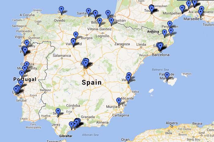 mapa españa portugal CHADEMO julio 2014 