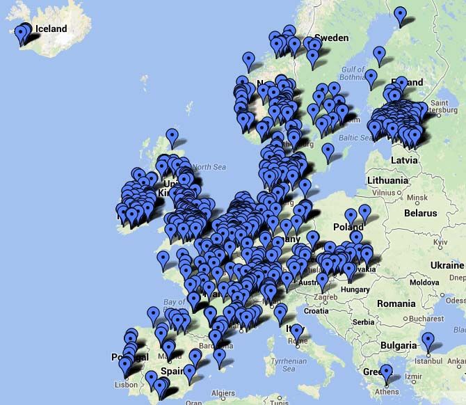 mapa europa CHADEMO julio 2014 