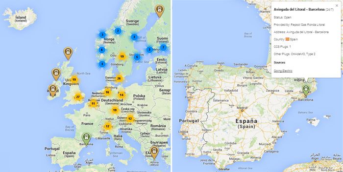red cargadores  ccs en europa 