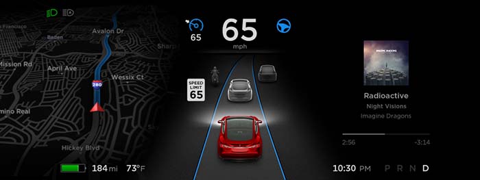 Interface de la versión 8.0 del Autopilot de Tesla