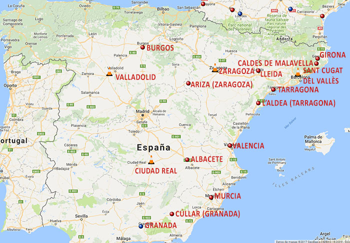 Mapa general de supercargadores de Tesla en España