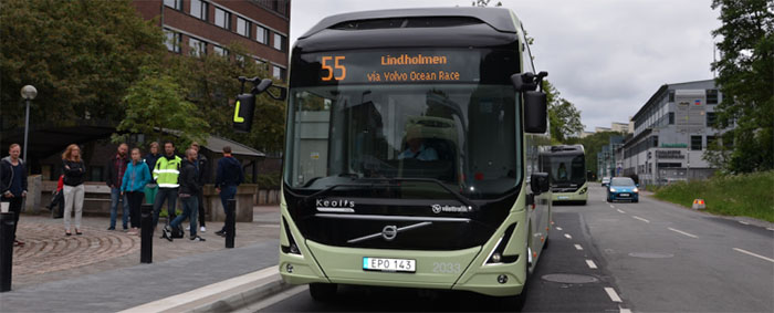 Ruta del autobús eléctrico 55 en Gotemburgo