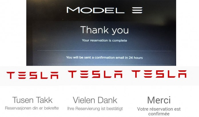 Confirmación de reserva del Model 3