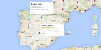 Mapa de supercargadores de Tesla en España según supercharge.info