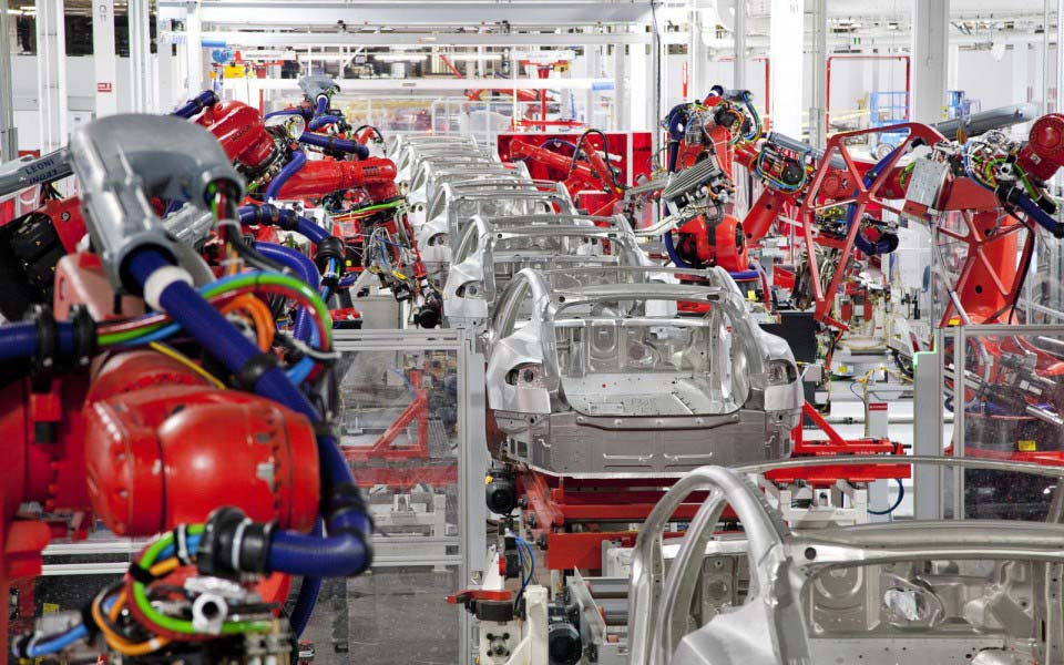 Línea de producción de la fábrica de Tesla Motors