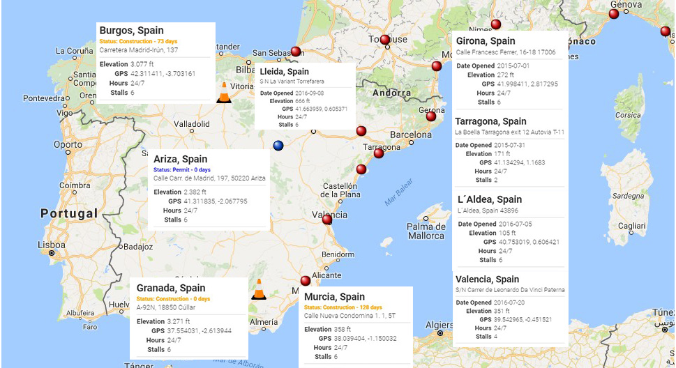 Mapa general de supercargadores, incluido el supercargador de Murcia