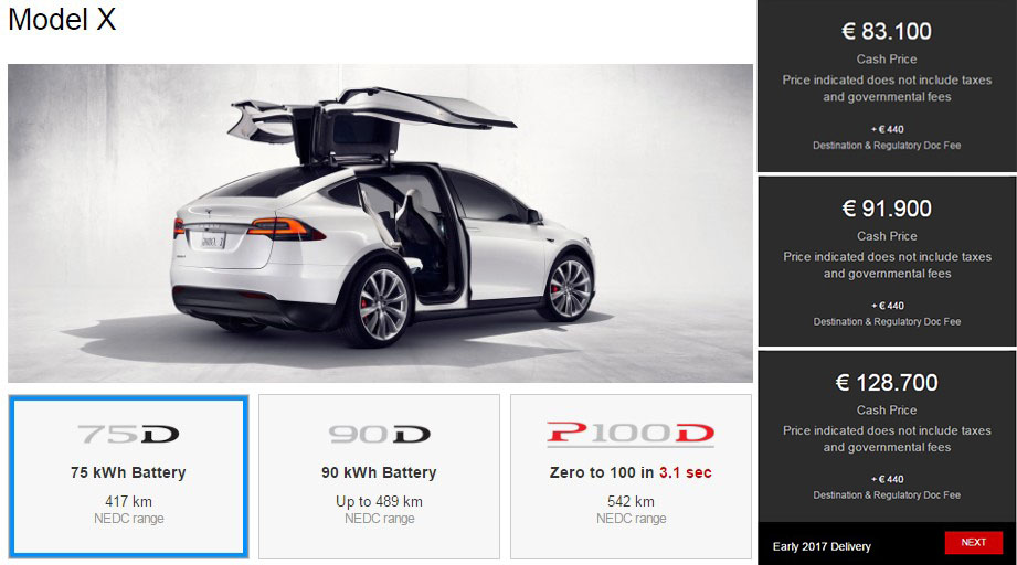Versiones disponibles. El Tesla Model X 60D sale del catálogo