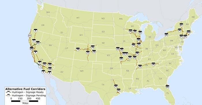 Mapas de los corredores eléctricos de Estados Unidos