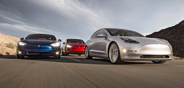 Tesla Model 3, Tesla Model S y Tesla Model X