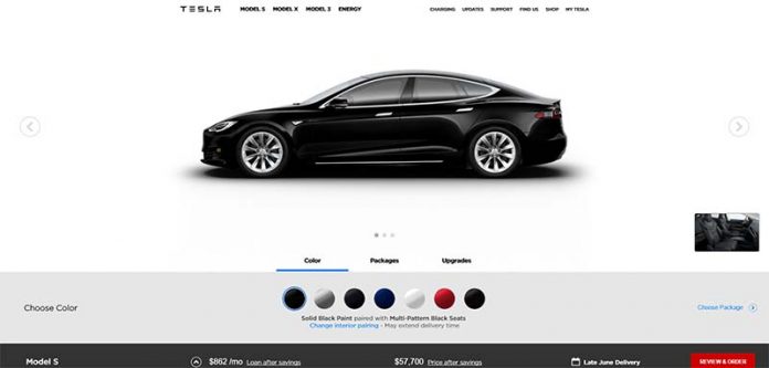 Nuevo configurador on line de Tesla