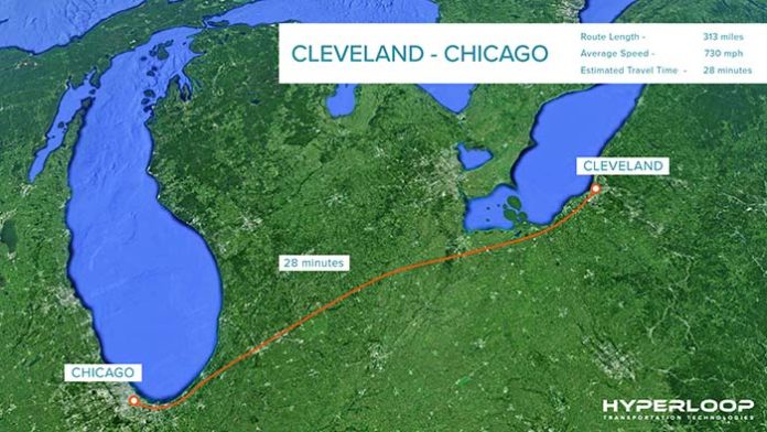 Conexión de Clevelando con Chicago mediante Hyperloop
