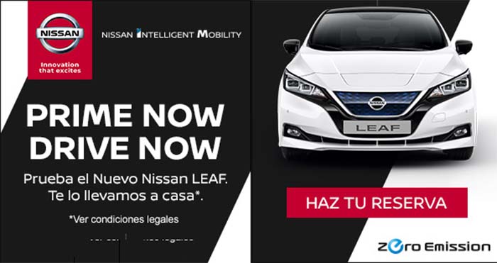 Prueba el nuevo Nissan Leaf en Barcelona y en Madrid a través de Amazon y sin moverte de casa