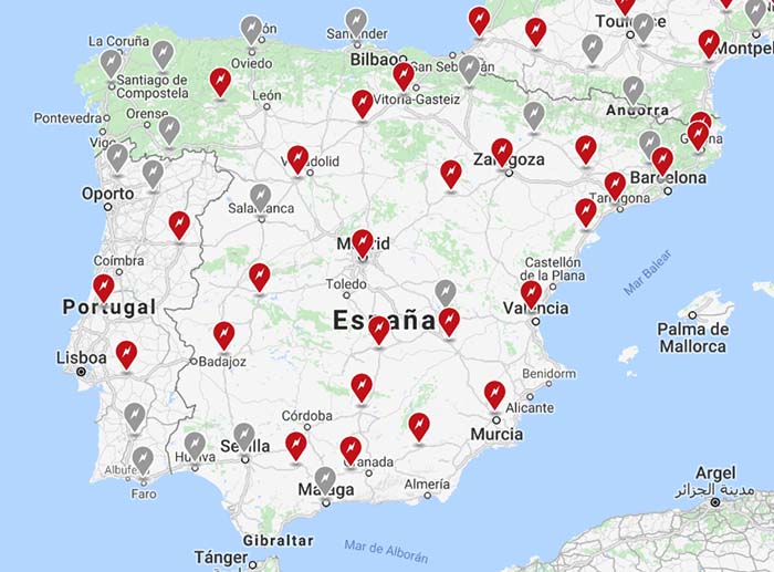 Plan de expansión de la red de supercargadores en España