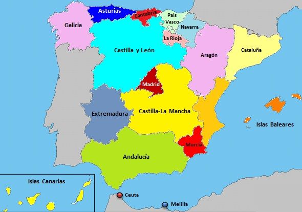 Resultado de imagen de mapa de españa comunidades