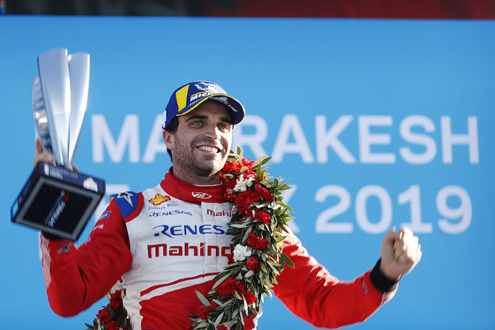 Jérôme d'Ambrosio (BEL), Mahindra Racing, celebra sobre el podio su primera victoria en la Fórmula E