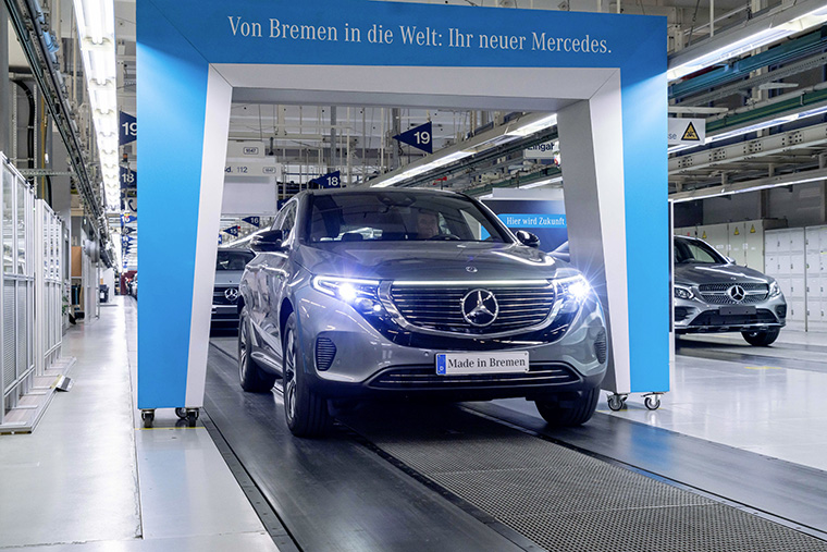 Mercedes-Benz EQC 400 en la planta de producción de Bremen, en Alemania.