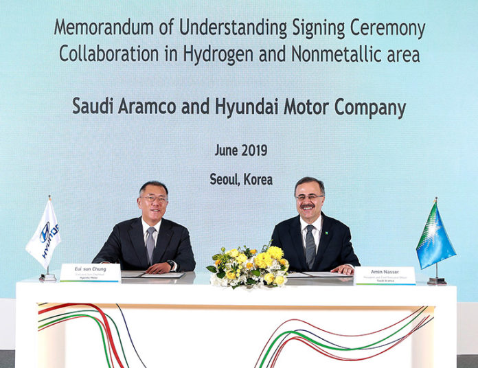Acuerdo para impulsar el hidrógeno de Hyundai y Saudi Aramco,.