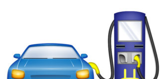 Emoji de vehículo eléctrico con cargador.
