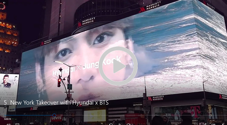 La campaña publicitaria de Hyundai reunió en la Gran Manzana a miles de fans de BTS.