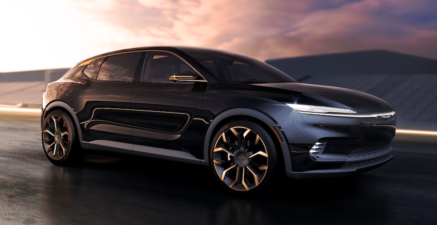 Chrysler unveiled a "Graphite" variation of its all-electric Airflow Concept at the 2022 New York International Auto Show.