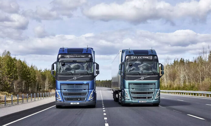 Camión eléctrico y camión depila de combustible de Volvo Trucks.
