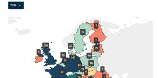 Mapa interactivo de ACEA sobre la necesidad de hidrogeneras en Europa.