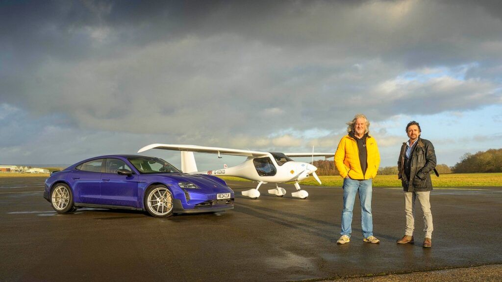 Porsche Taycan Turbo GT vs avión eléctrico 