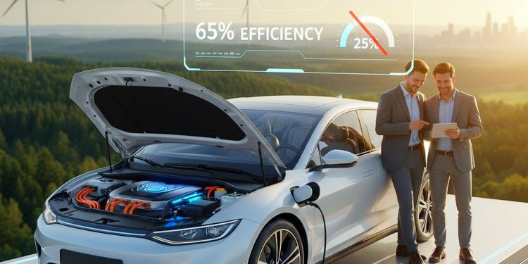 La eficiencia del coche eléctrico permite aprovechar el 65% de la energía frente al 25% de la combustión