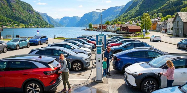 El coche eléctrico en Noruega alcanza una presencia casi total en las matriculaciones, con un 98,6% en abril, muy lejos del 18,9% registrado en España.