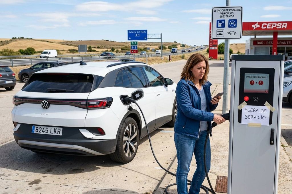 Recargar un coche eléctrico en las carreteras de España sigue presentando fallos graves en algunas rutas principales, según un informe de la OCU.