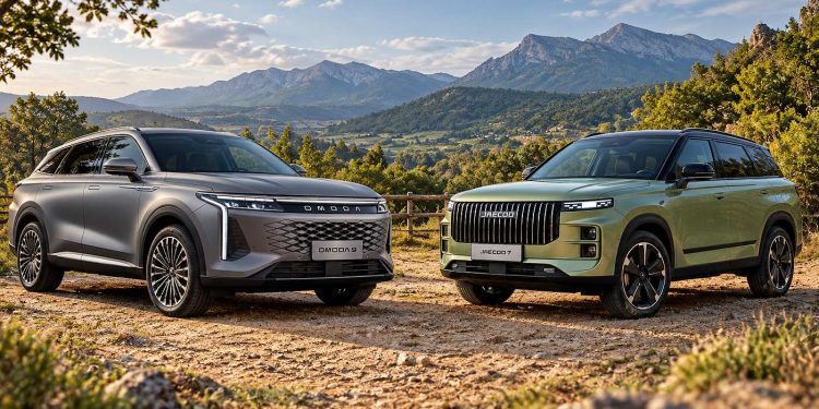LA comparativa Omoda 9 vs Jaecoo 7 enfrenta 537 y 279 CV, 145 y 90 km eléctricos y precios muy diferentes, para gustos y necesidades diferentes.