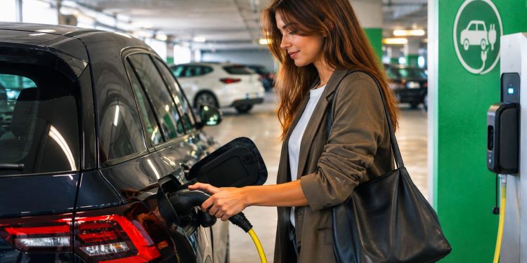 La OCU señala que un coche eléctrico no puede ser excluido de un aparcamiento por el simple hecho de utilizar una batería. Imagen: IA.