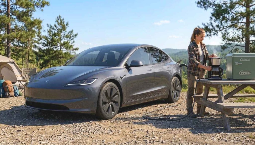El Tesla Model 3 incorpora V2L y puede utilizar su batería para alimentar aparatos eléctricos con hasta 2,2 kW de potencia.
