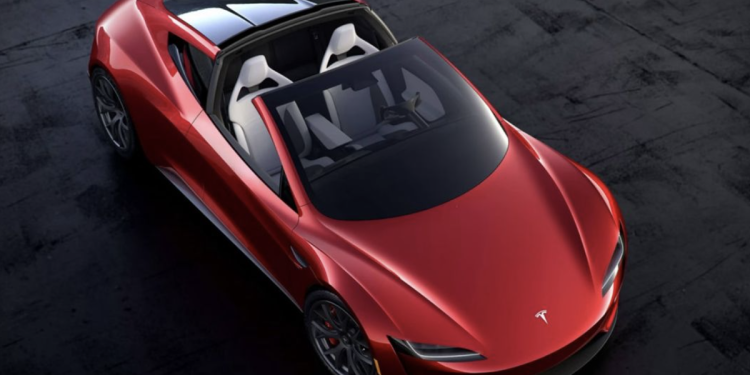 nuevo tesla Roadster desde arriba